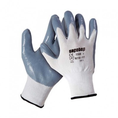 Guante Nylon c/Nitrilo Gris-Blanco T-9 SF